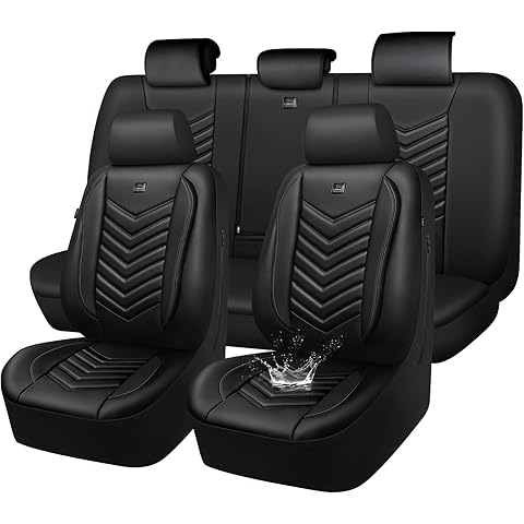 CAR PASS 3D Foam Faux Leather Car Seat Covers Full Set,Waterproof Leather Seat Cover for Cars,Luxury Universal Fit for SUV Truck Sedan Automotive, Armrest Airbag Compatible Anti-Slip, All Black