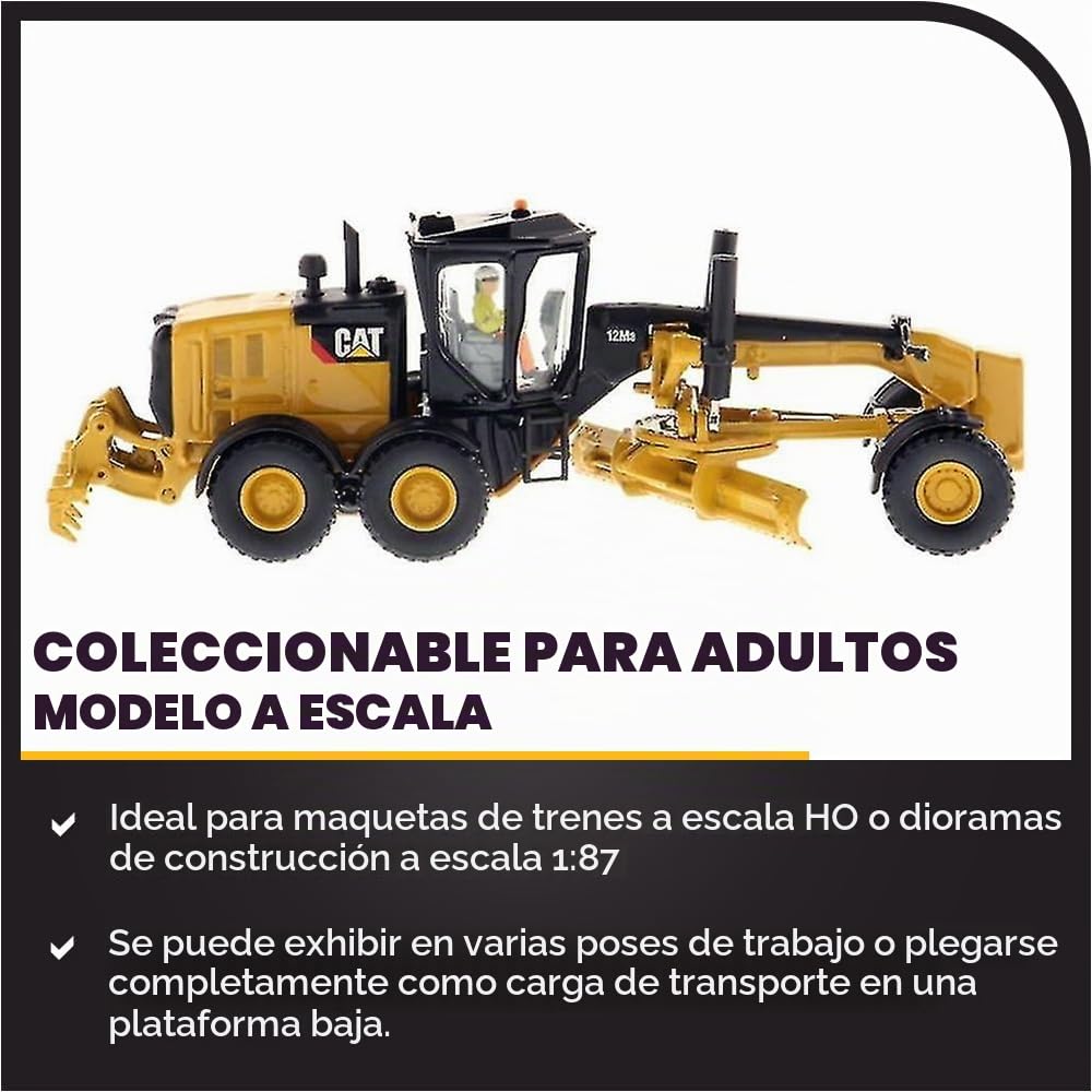 Caterpillar Diecast Masters 85520 - Motoniveladora 12M3, Escala 1:87, Aprox. 11.7 x 4.3 x 3.8 cm, a Partir de 14 años