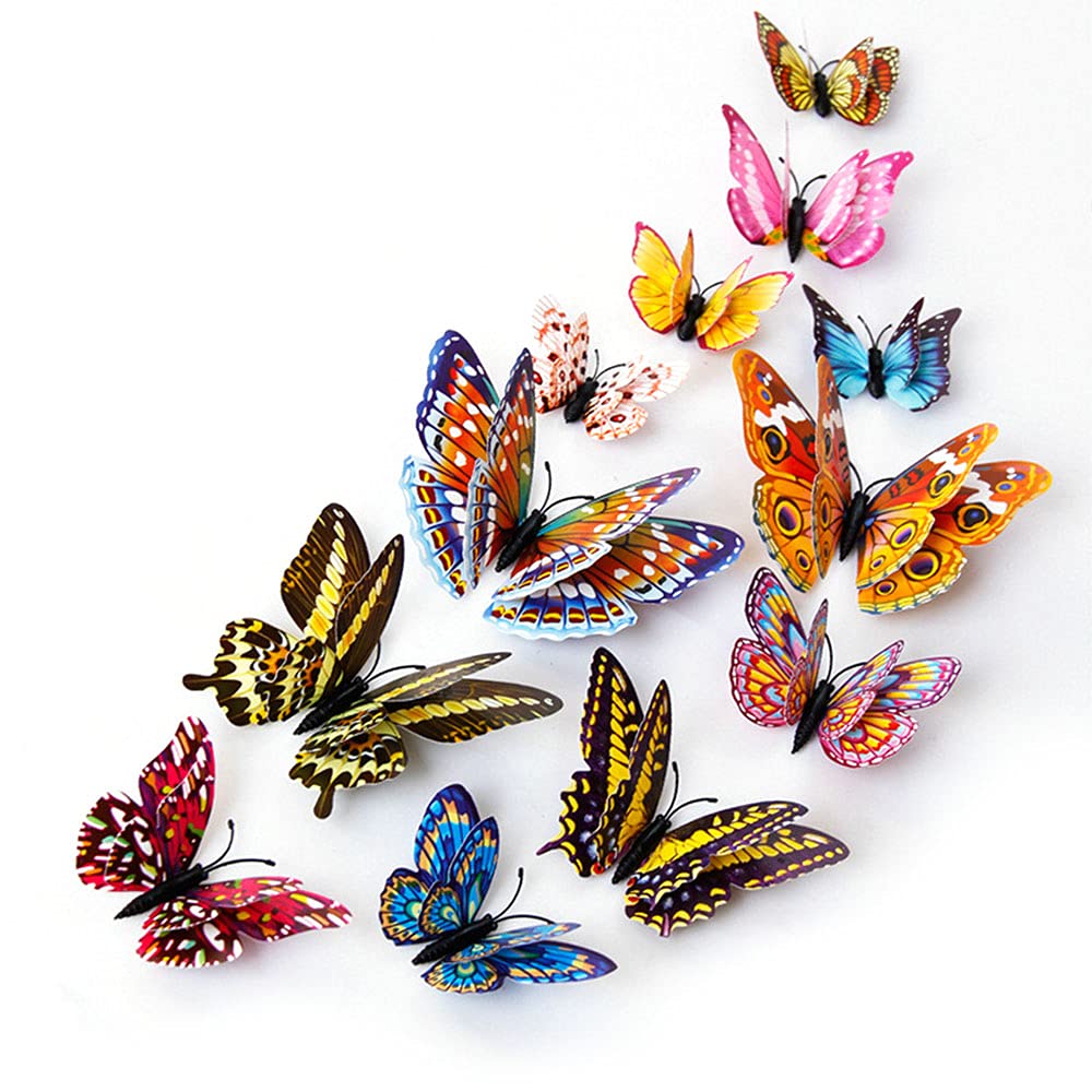 Ancllo Green/Light/Dark 12Pcs 3D Luminous Butterfly Wall Stickers Decor Butterfly Wall Decals Removable Diy Home Decorations For Wall Decor Home Art Room Bedroom Decor