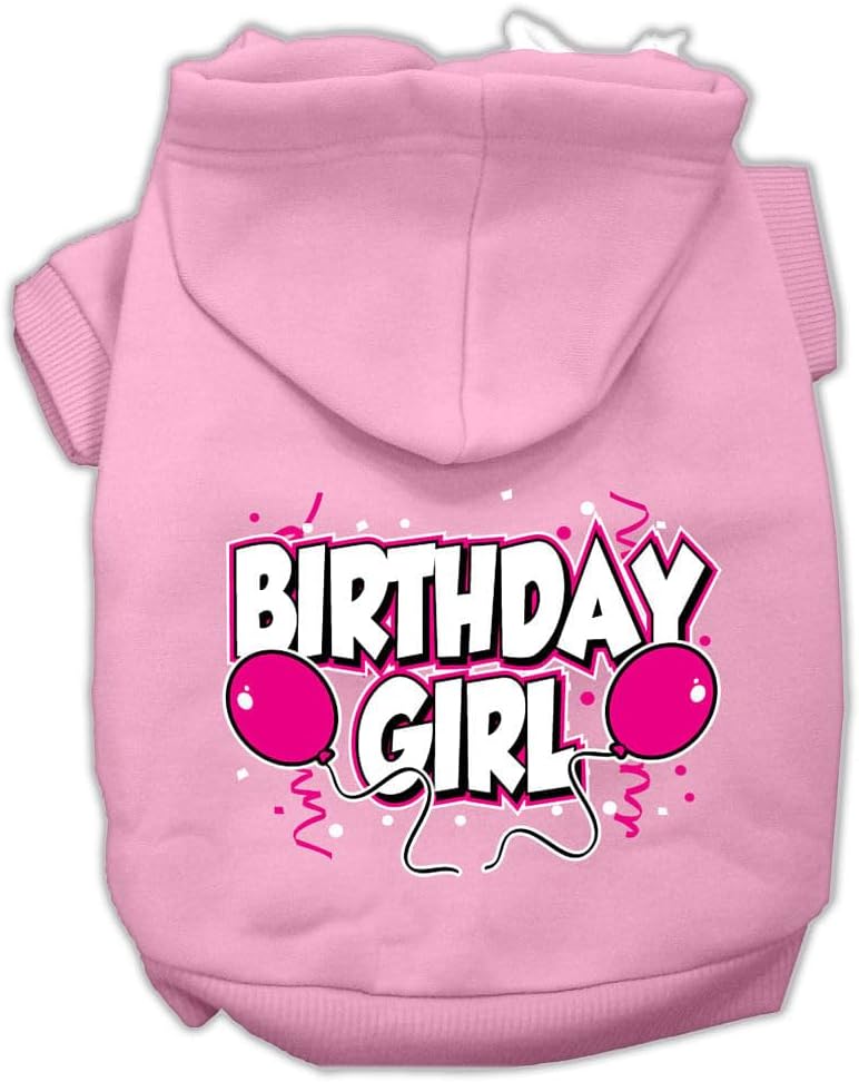 Mirage Pet Products 18" Birthday Girl Screen Print Pet Hoodie, XX-Large, Light Pink