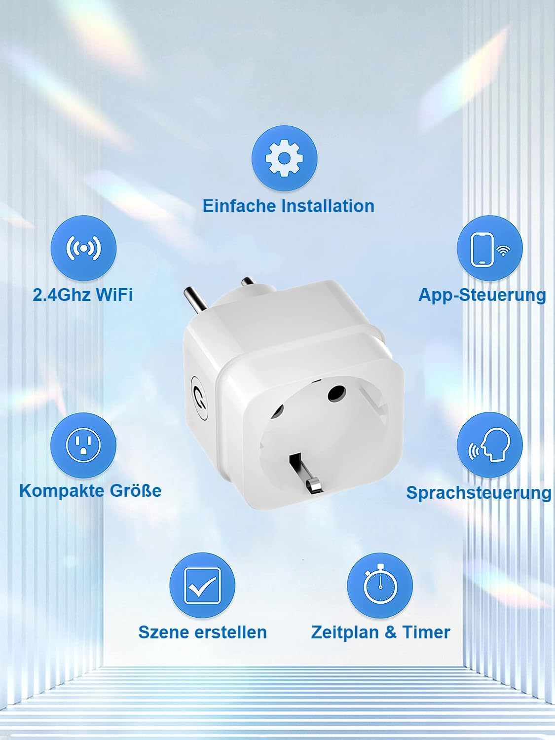 Enchufe WiFi, enchufe Alexa de 16 A, paquete de 4 unidades compatible con Alexa Echo y Google Home, no requiere concentrador, certificado CE y RoHS, solo admite redes WiFi de 2.4 GHz