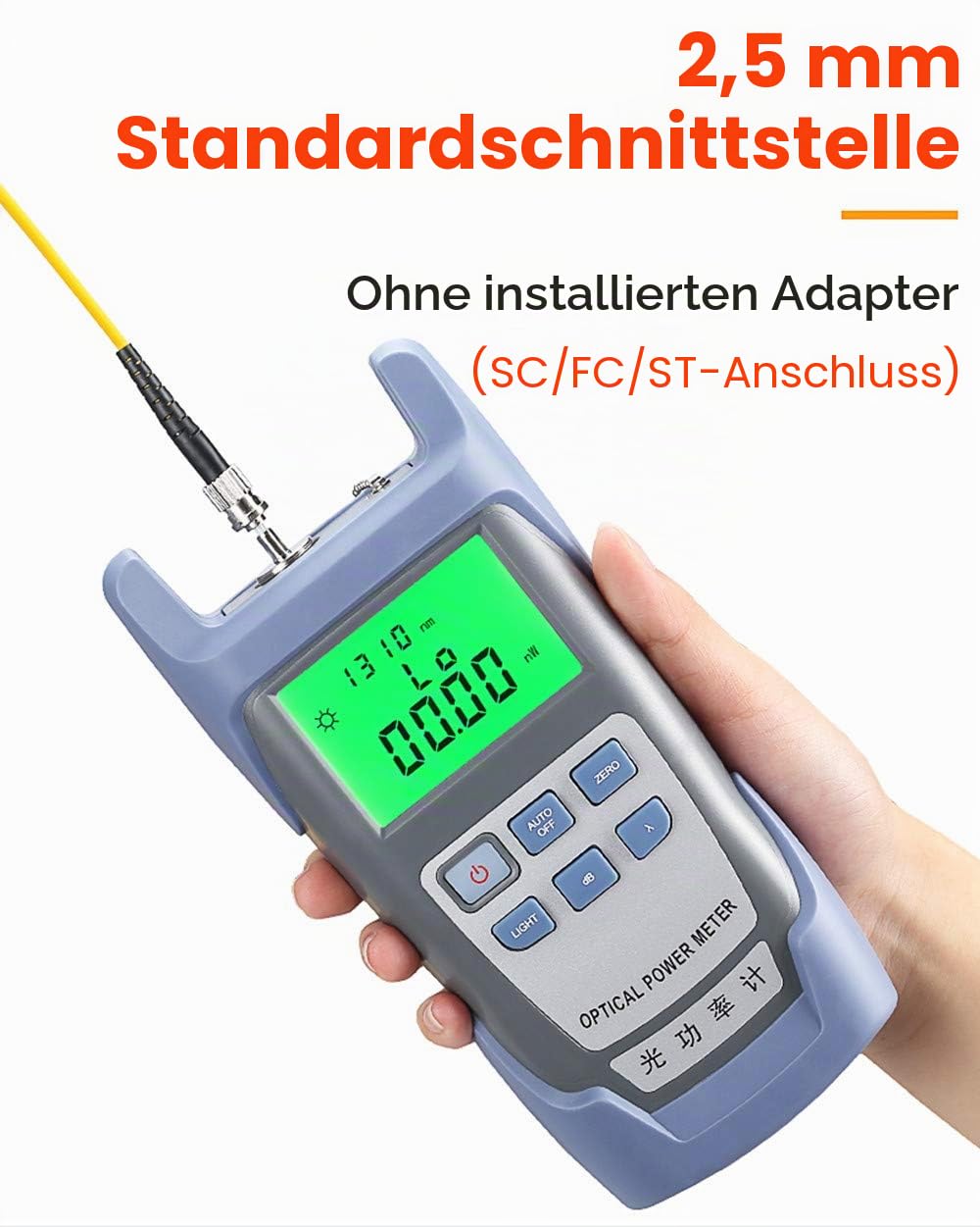 FTTH Photometer, Glasfaser, Tester mit optischem Kabel, Tester für Glasfasern, -70 dBm bis +10 dBm