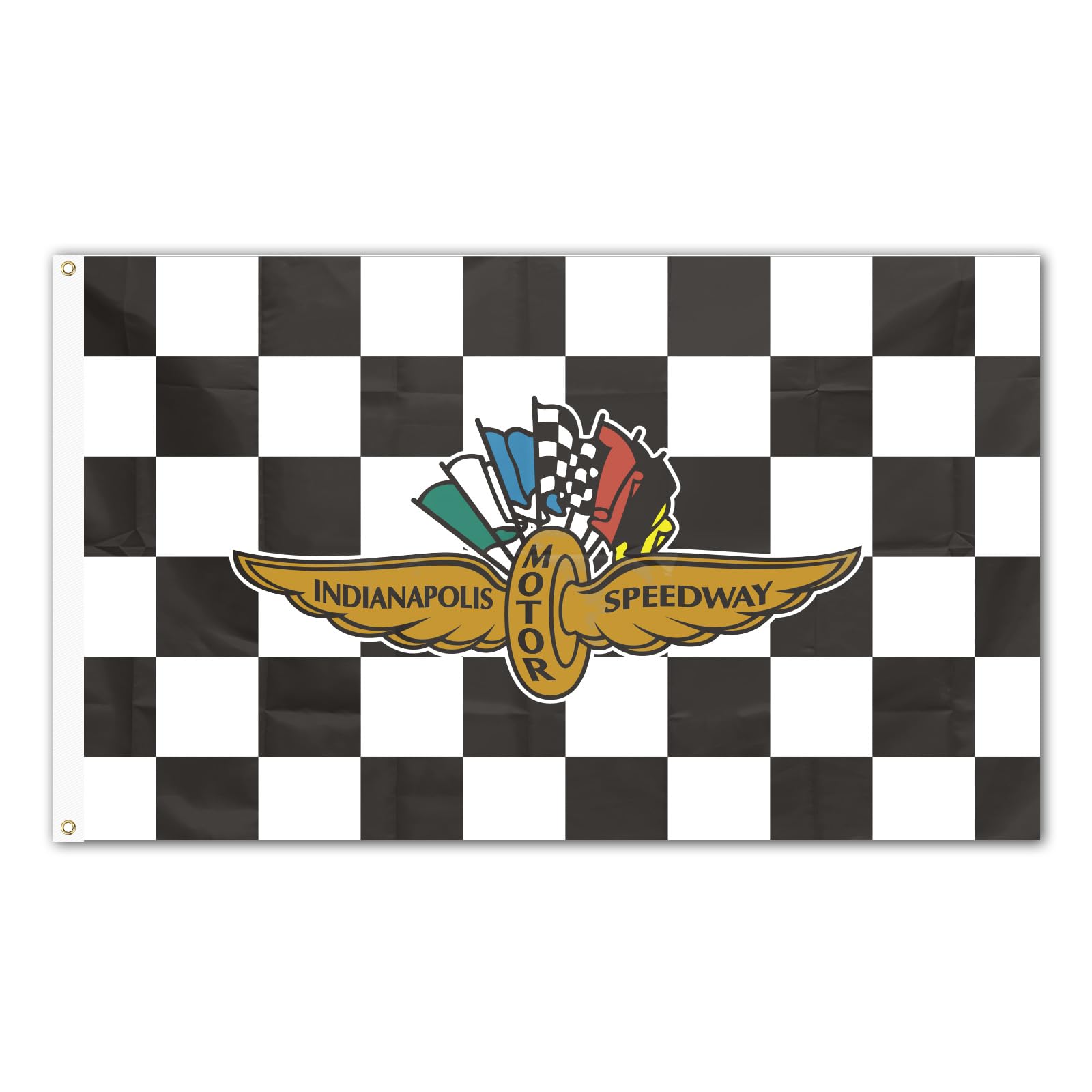 Indiana-Polis Motor Flag 3x5FT Racing Flag Black White Checkere Flag for Yard Outdoor Lawn Playing Field Decoration (big)