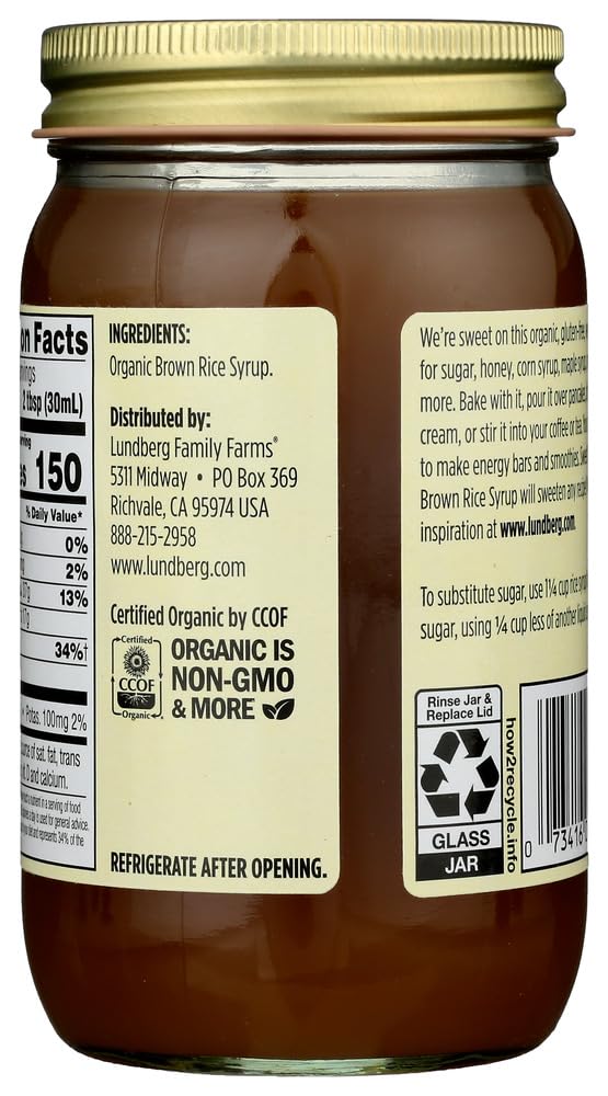 Lundberg Farms Rice Syrup, Og, Brown, 21-Ounce (Pack of 4)