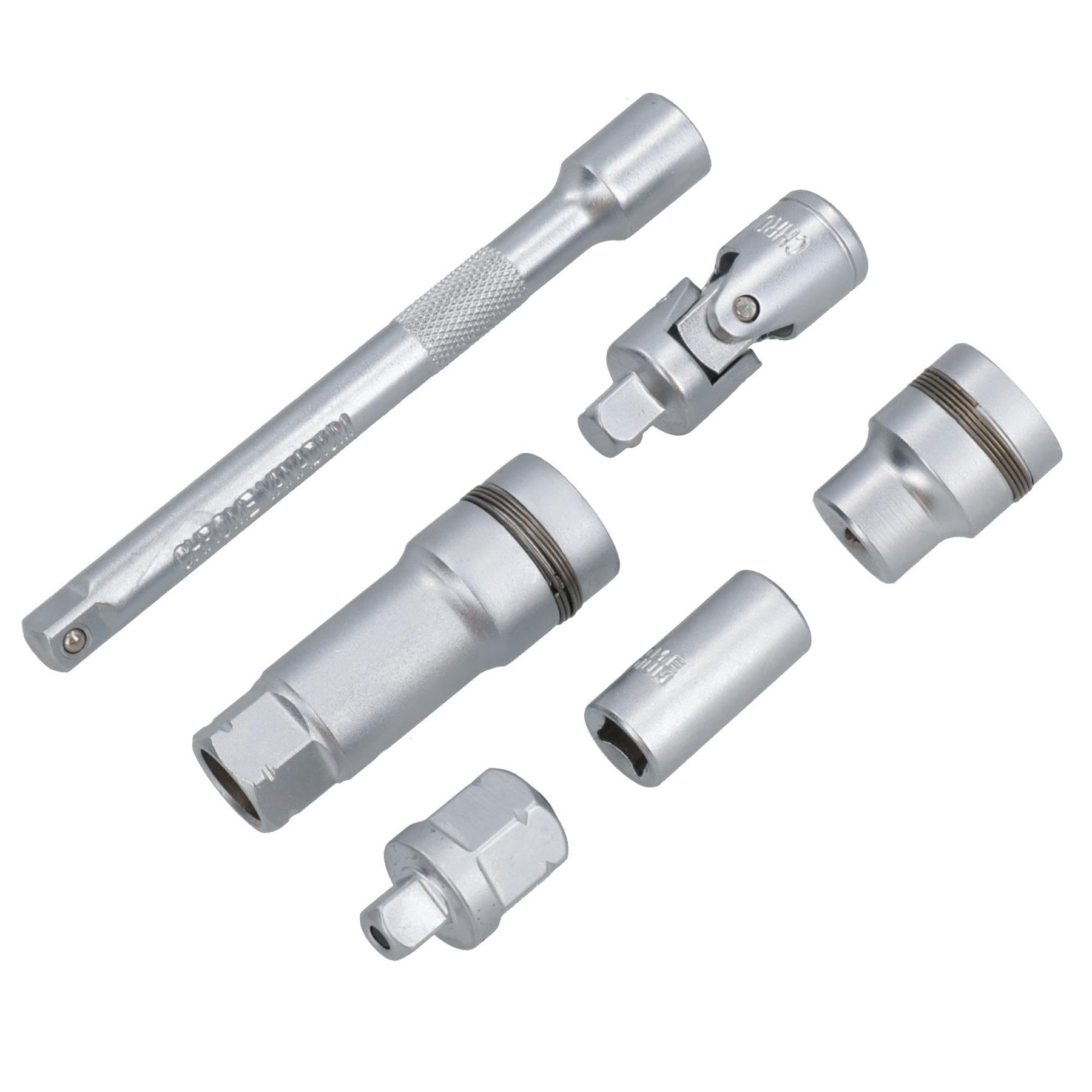 Llave de vaso métrico de paso de 1/4 pulgadas + juego de accesorios 4,5-13 mm, 29 piezas