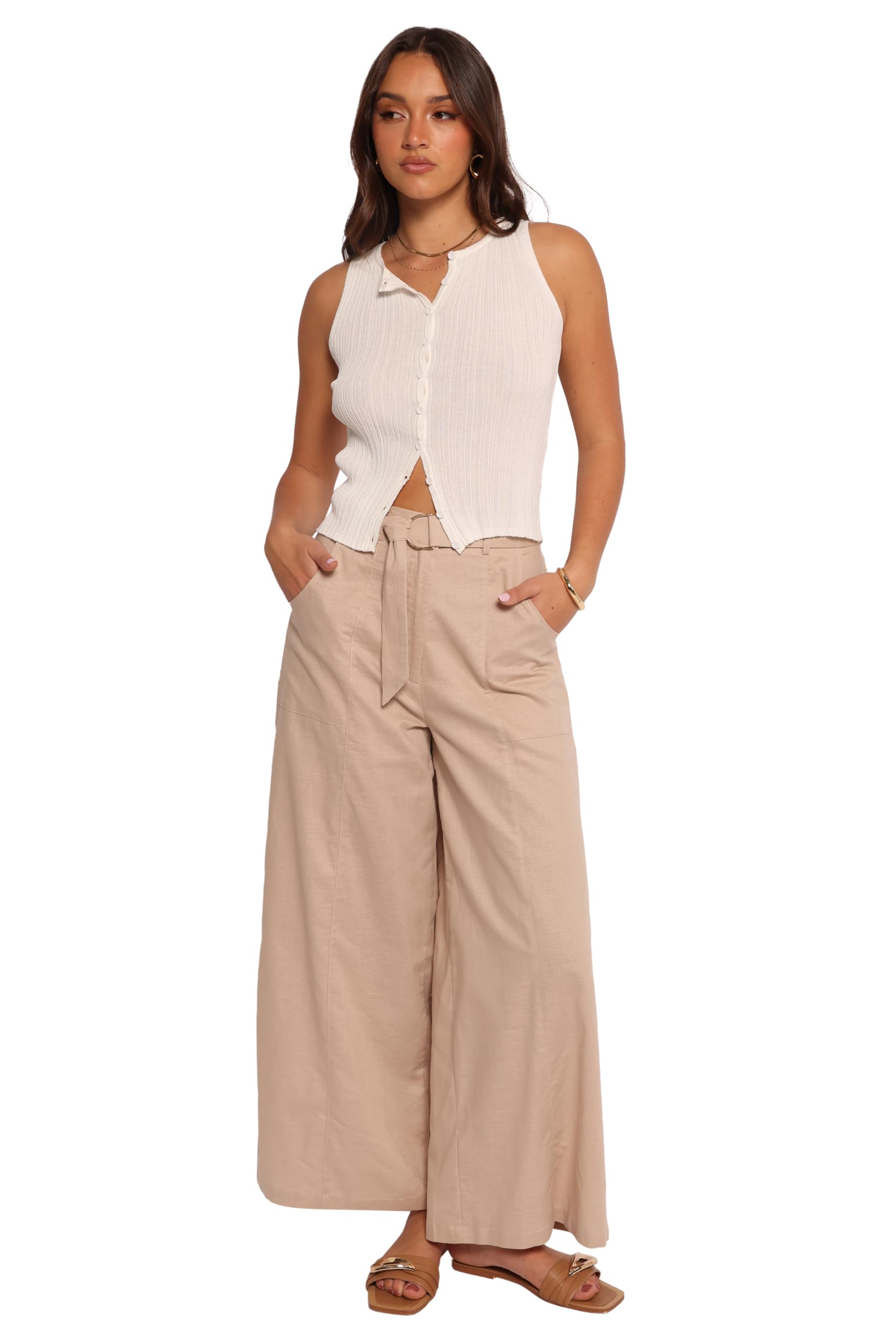 Petal Pup Womens Sadie-wide-leg-pant-oatmeal