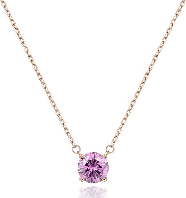 Jewlpire Gifts for Her Birthstone Necklace for Women, 2 Carat Dainty Silver Necklace for Women, Christmas Gift Birthday Gift Mother's Day Gifts for Mom Wife Her