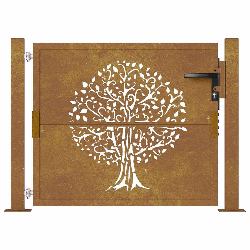 Portal de jardín de acero corten 100 x 100 cm diseño árbol corte láser