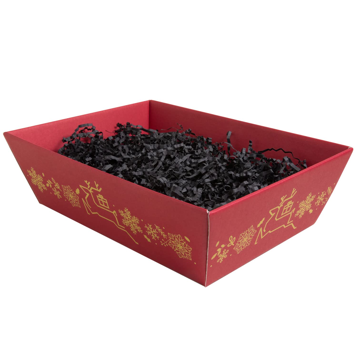 10 x PresentFill® Präsentkorb Weihnachten Bordeaux leer ohne Inhalt - Geschenkkorb aus umweltfreundlichen 100% Recycling Karton Wellpappe - rechteckig - in verschiedenen Farben - Made in Germany