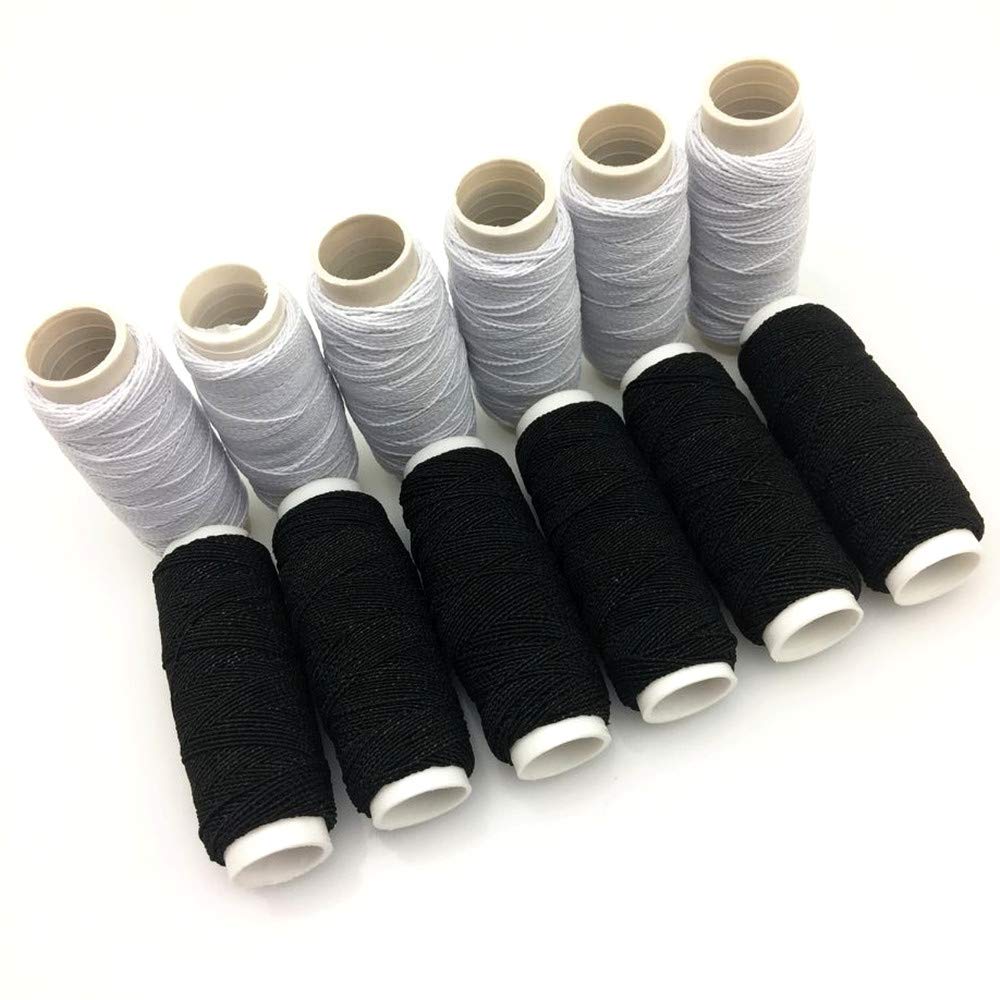 FQTANJU redondo Shirring elástico Craft Cord(6 Negro+6 Blanco)