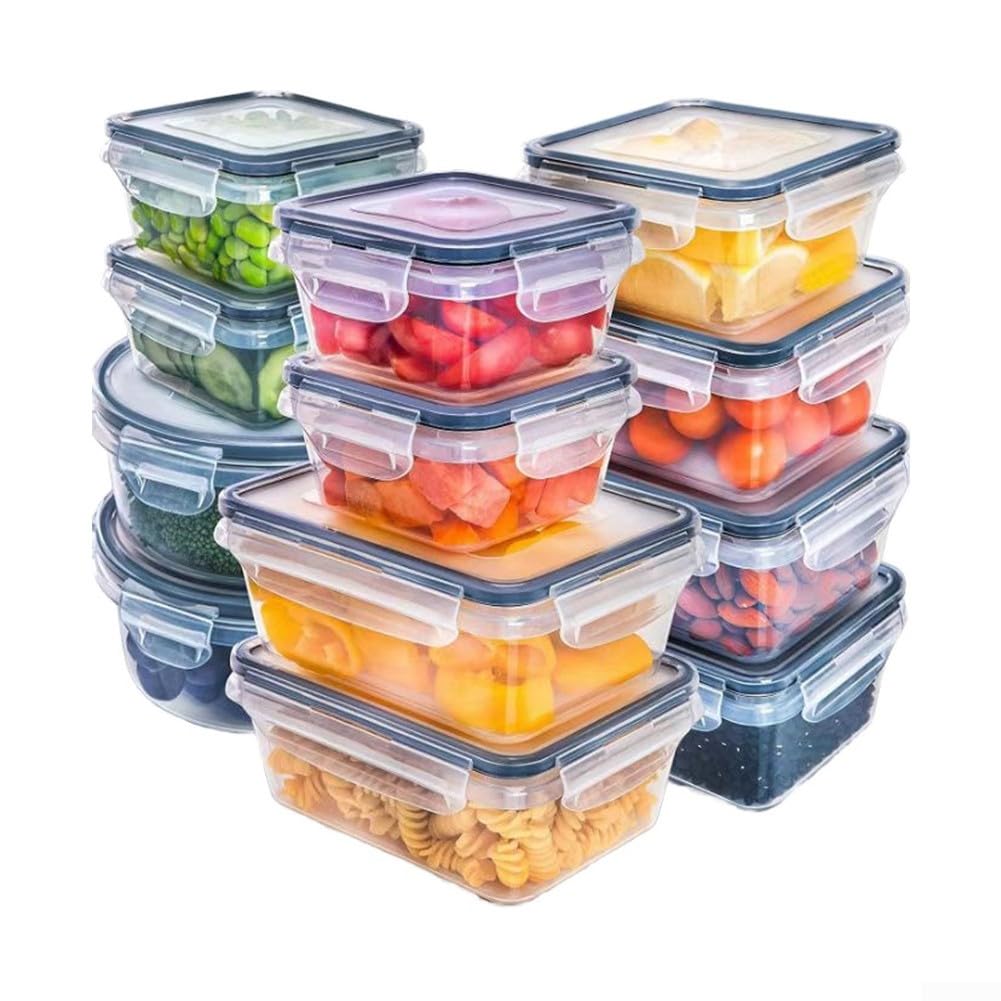 Set di 12 contenitori per alimenti, ermetici, a tenuta stagna, in plastica, per organizzare i pasti, per preparare il pranzo, da 1000 ml a 350 ml