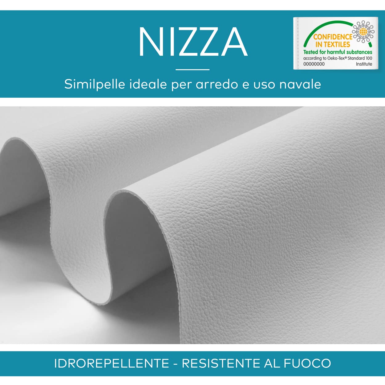DESHOME Nizza - Tessuto al metro Ecopelle Similpelle nautica Idrorepellente resistente al fuoco Stoffa per arredo barche divani, cuscini, tappezzeria - 1 metro, Fango