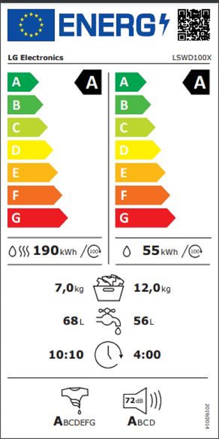 LG SIGNATURE LSWD100X Waschtrockner 12-7 kg 1550 U/min AI Direct Drive Wärmepumpen Steam-Funktion Weiß