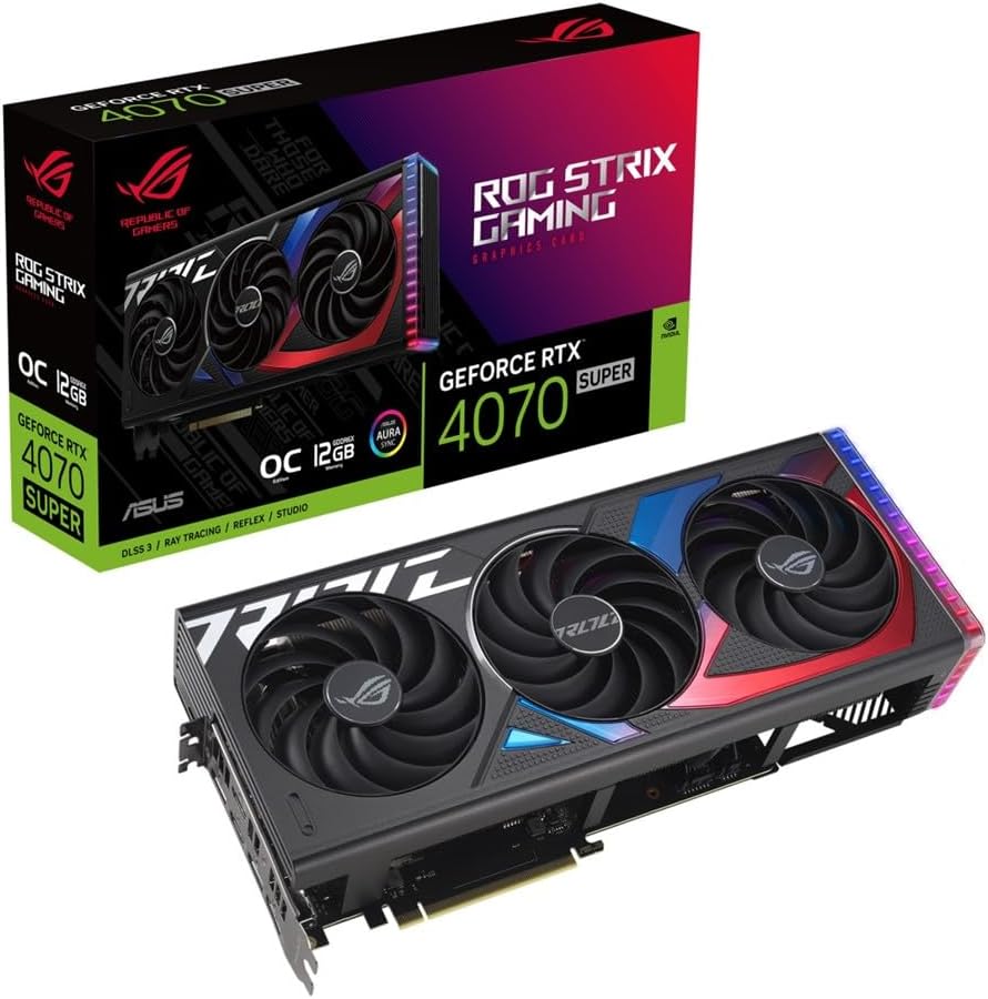 ROG Strix GeForce RTX 4070 Super Equipped Graphics Board, 12 GB GDDR6X OC Edition, DLSS 3 / ROG-STRIX-RTX4070S-O12G-GAMING