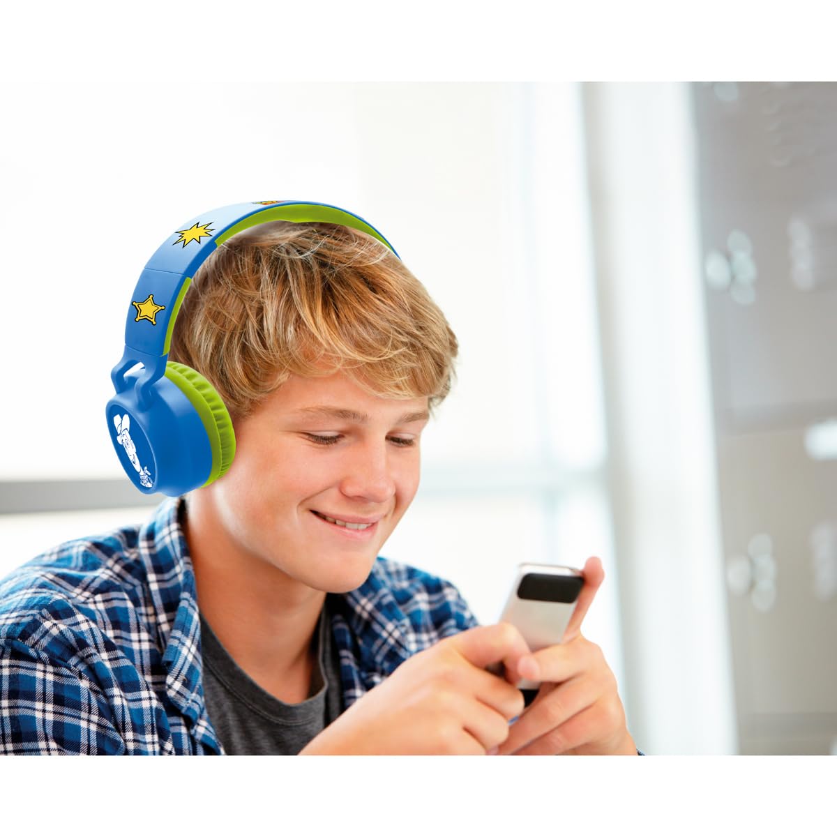 Lexibook, Toy Story Casque Bluetooth, HPBT015TS | 2-en-1 Bluetooth et filaire, design 3D, volume limité, Bleu