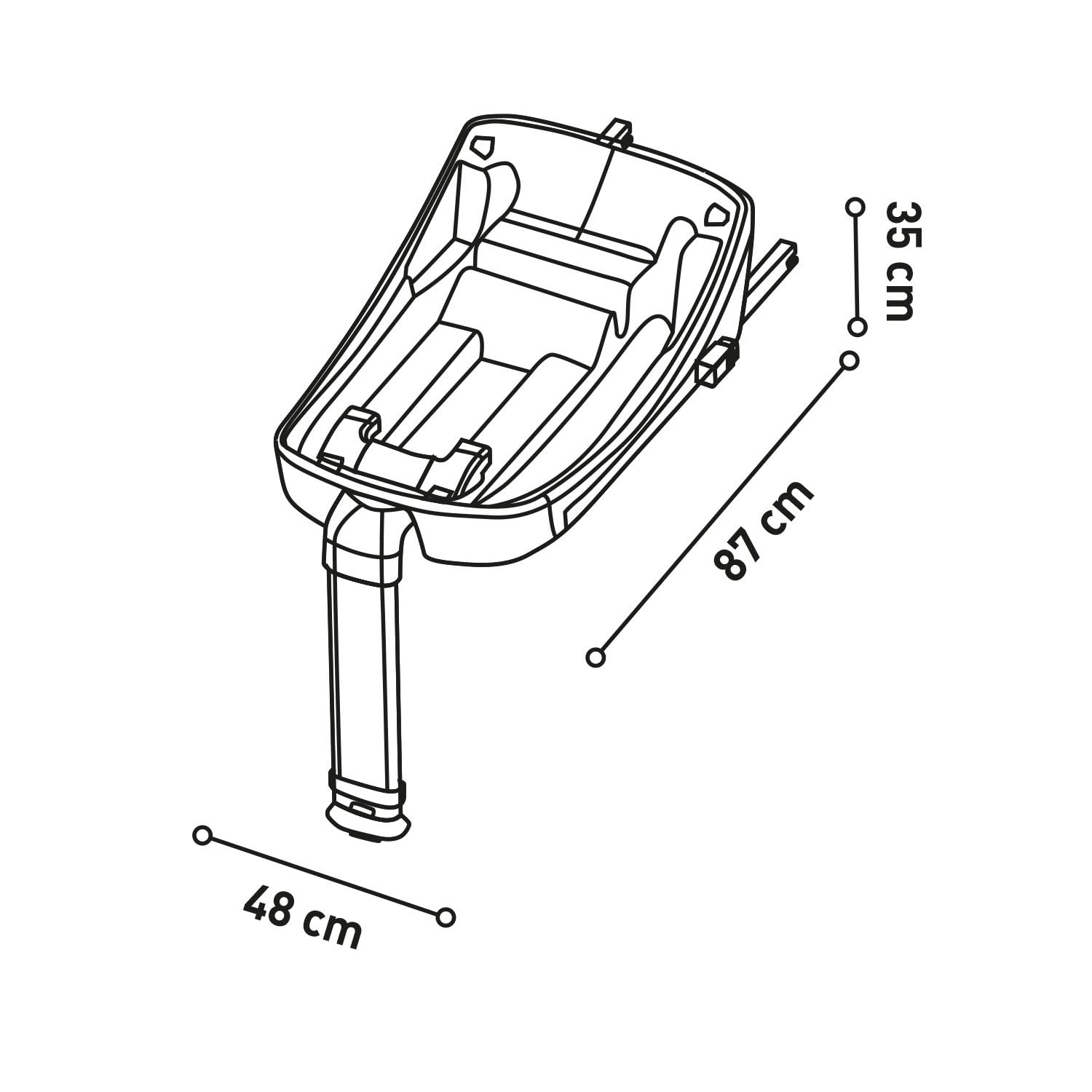 Asalvo NUMANTIX Base ISOFIX, Sistema de Silla Coche, fácil instalación, cumple con el estándar i-Size, 85 cm, Negra