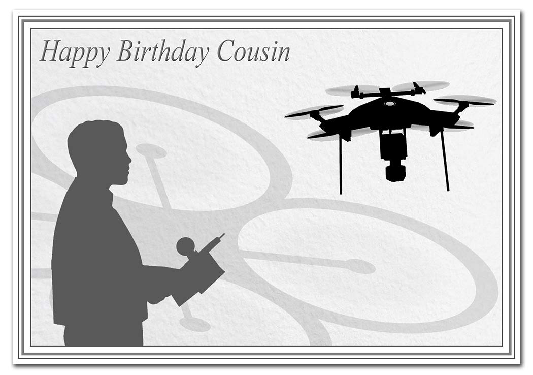 Drone Birthday Cards for him - Best Unusual Unique Cool Extra Special - Men Male (Cousin Birthday Card – Drone theme)