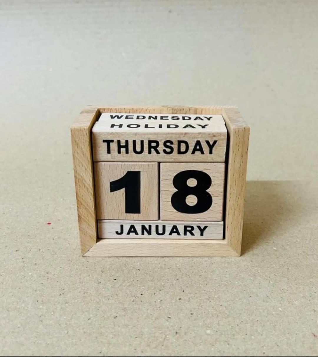 Wooden Desktop Calendar Block, Day Date Month Display, Natural Wood Finish-image-23