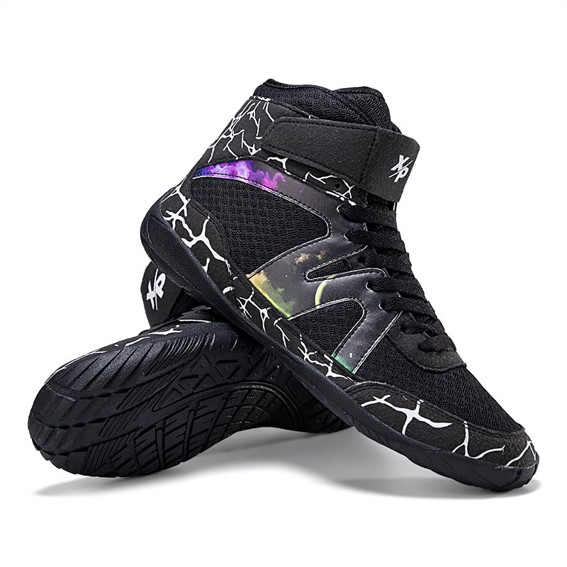 Usoway Boxing Shoes for Men and Youth, Anti-Slip Wrestling Shoes Men Youth Wrestling Shoes Training,Lightweight and Breathable Grey Wrestling Boots