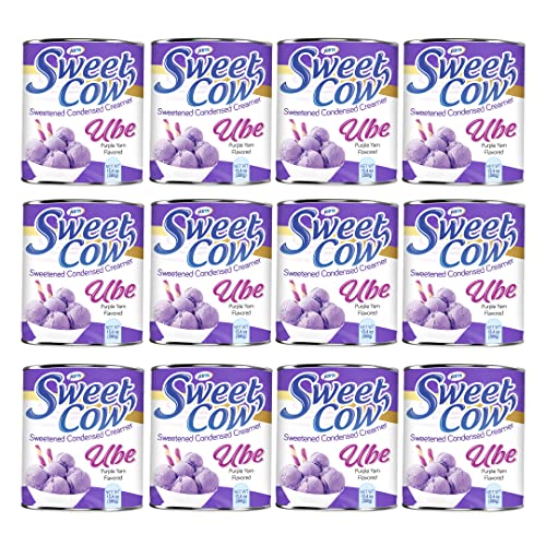 Image of Ube Condensed Milk, 13.40 oz Can, Pack of 12, Jans Sweet Cow Creamer | Sweetened Condensed Creamer, Purple Yam Dessert Topping, Baking Ingredient, Sweetened Milk for Coffee, Halo Halo & Ube Latte