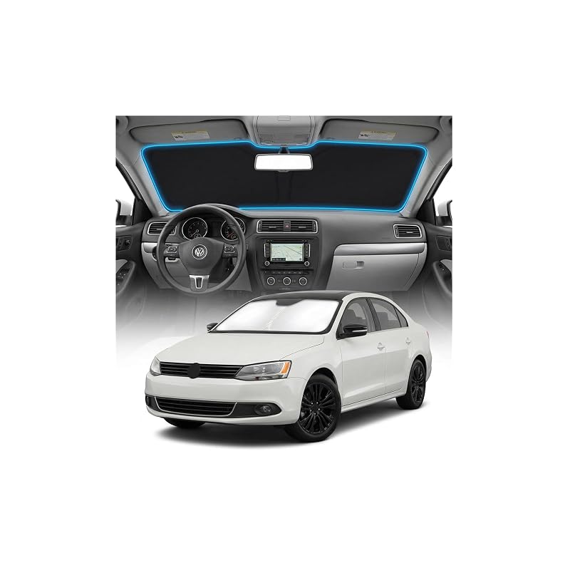 Protetor Solar para Para-brisa VW Jetta 2011–2018 Dobrável em Poliéster com Bolsa