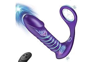 Thrusting Prostate Massager Anal Vibrator with Thick Penis Ring