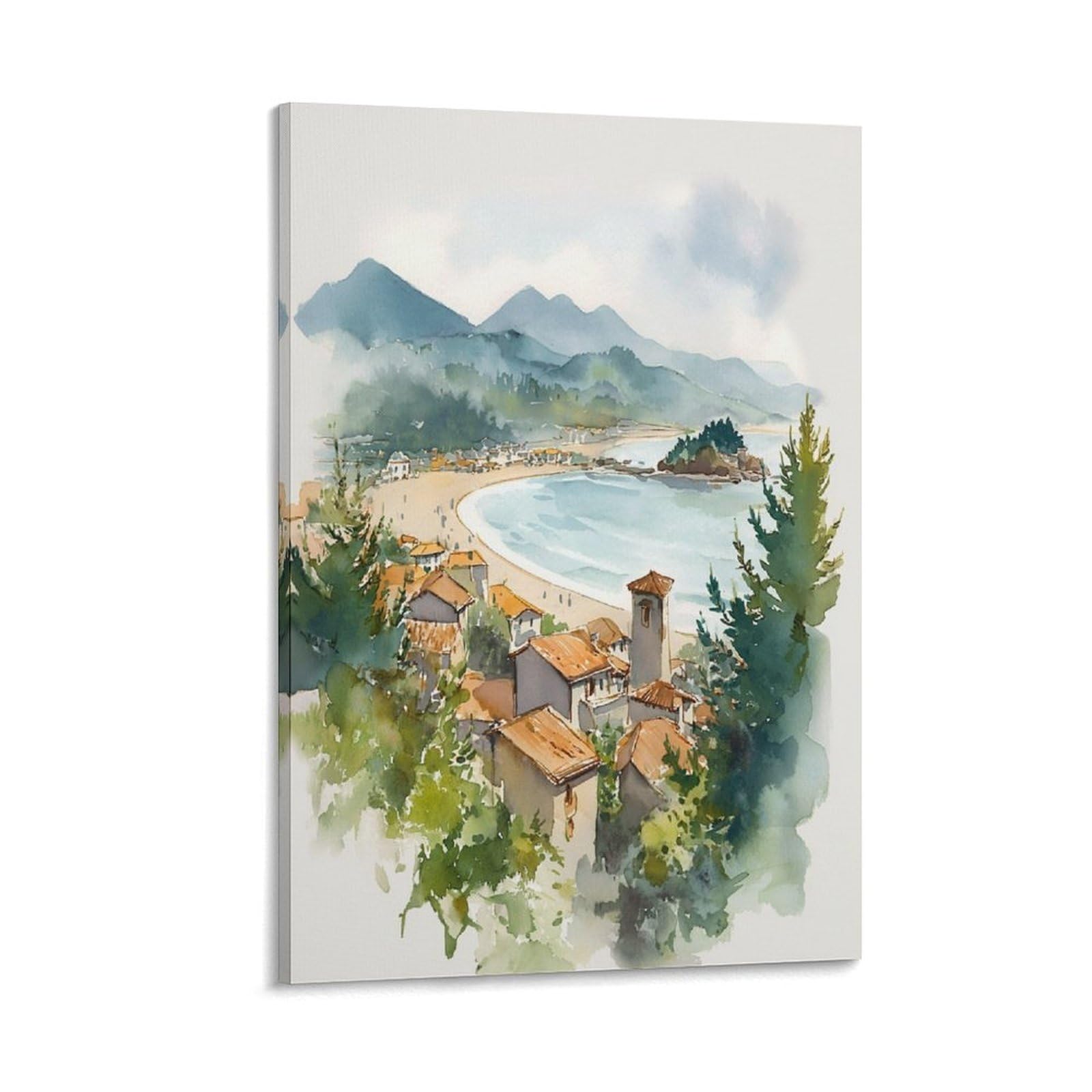 Xwymxz Frame-Style Tofino 20X30inch(50X75cm) Vintage Travel Poster Watercolor Canvas Art