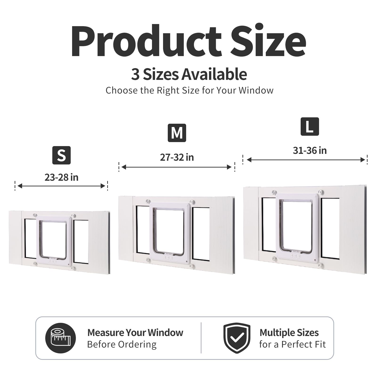 Porta scorrevole per gatti per finestra, adatta a finestre di larghezza 58,4-71,1 cm, installazione rapida, telaio in alluminio + 4 modalità di bloccaggio, design resistente alle intemperie, chiusura