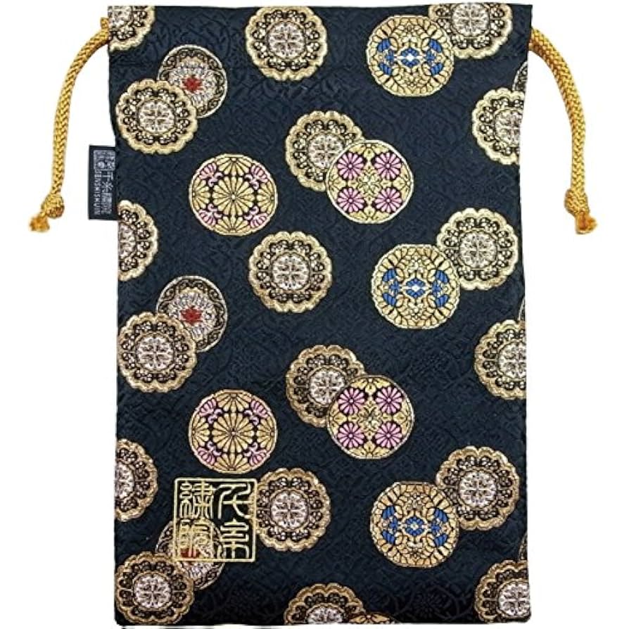 Amazon.co.jp: 千糸繍院 西陣織 金襴 巾着袋（裏地付き） 金丸紋