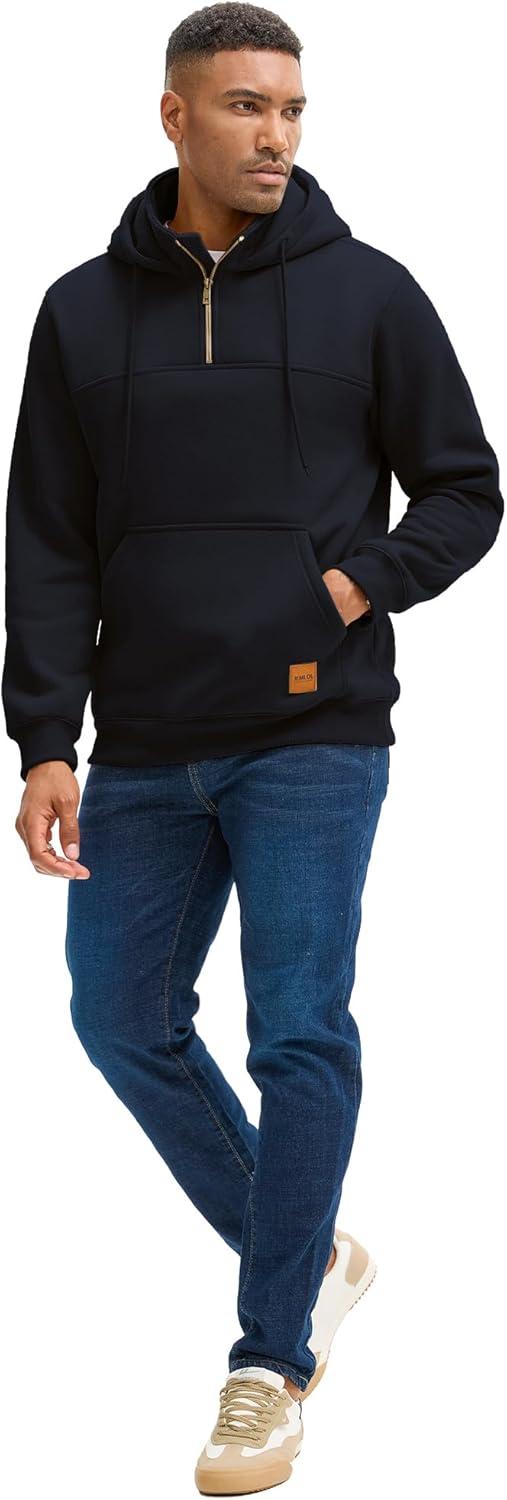 JEMLDL Men's Quarter Zip Hoodies Cotton Fleece Long Sleeve Pullover Sweatshirt With Pockets - Image 6