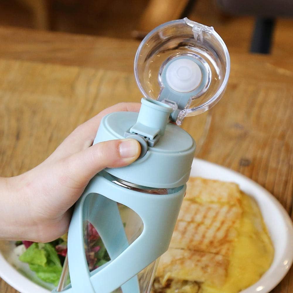 Bouteille d'eau en verre avec manchon en silicone antidérapant, double bouche, anti-fuite, sans BPA, respectueuse de l'environnement, idéale pour l'école, la maison, le bureau, les voyages, le sport