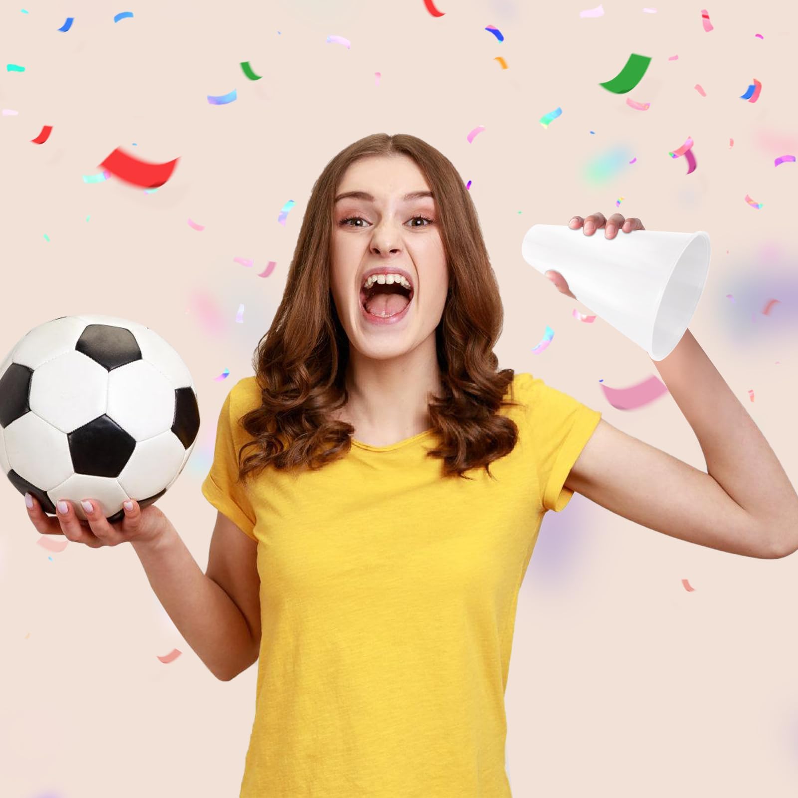 Lot de 16 mégaphones Cheer en plastique pour fête, école, activités de plein air, jeux de match (16, blanc)