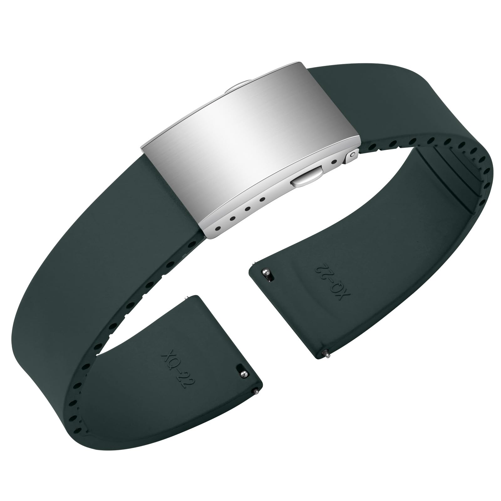 ULLCHRO Uhrenarmband aus Fluorkautschuk, FKM Kautschuk Armband mit Schnellverschluss, Edelstahl Faltschließe, Bandbreite 18mm 19mm 20mm 21mm 22mm