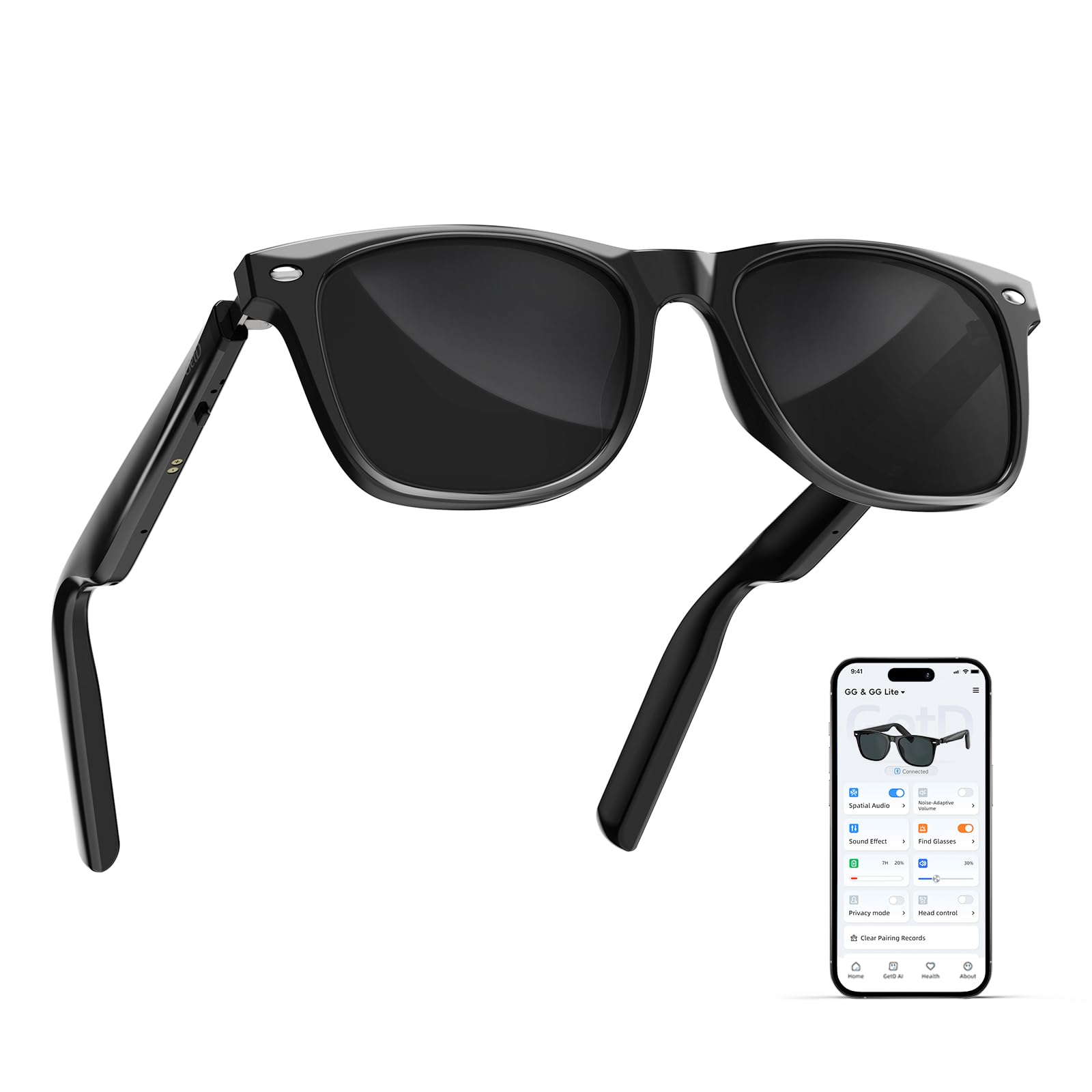 AI Glasses for Men & Women, Smart Glasses Powered by ChatGPT, AI Real-time Translation with 145 languages, 11H Music Play, Bluetooth Sunglasses with Polarized Lens, UV Protection for Daily Use, Travel