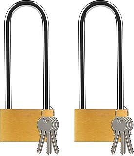 Padlock with Keys, [2 Pack] [6 Keys] Diyife 40mm Long Shackle Solid Brass Padlocks Outdoor, Weatherproof Mini Padlocks Keyed Alike Locker Lock for School, Gym Locker, Cabinets, Suitcase Yellow