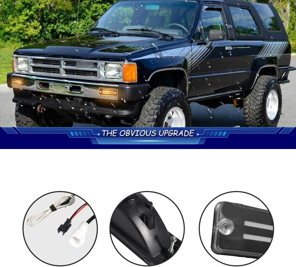 For 1984 1985 1986 1987 1988 Toyota 4Runner & Pickup Front Bumper Turn Signal Lights 81510-04080 TO2531140 Smoked White logo Lens 2 in 1 Amber/White Lights