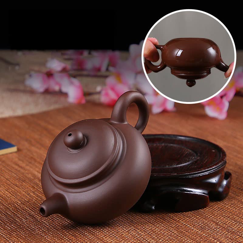 Tetera Kungfu de cerámica hecha a mano (3 onzas), tetera clásica china Zisha, accesorios de decoración de arcilla púrpura Yixing (S)