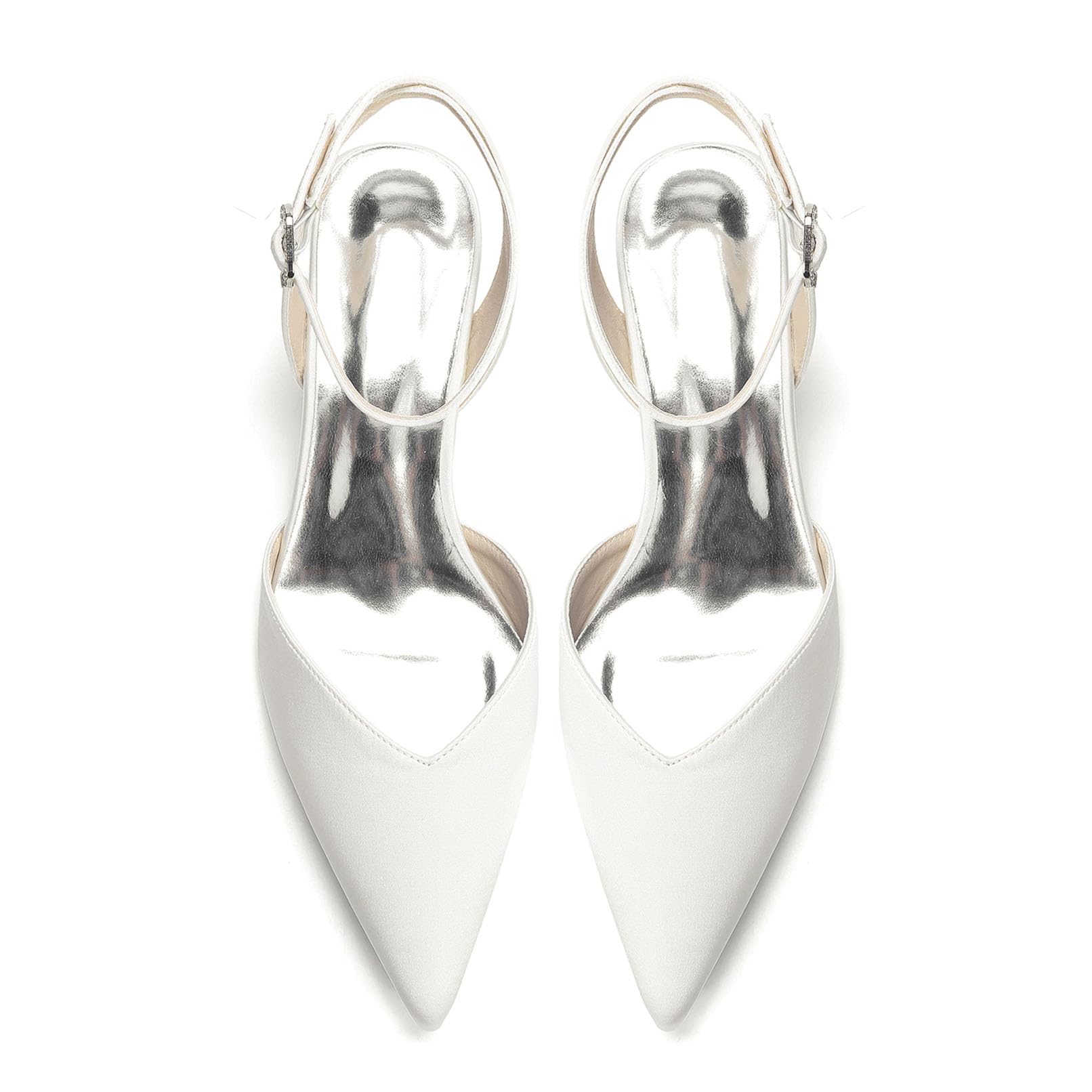 Generico Donna Cinturino alla Caviglia Ballerine da Sposa con Fibbia Tacco Basso Scarpe da Vestito da Cerimonia Punta Appuntita Slingback Sandali da Vestito