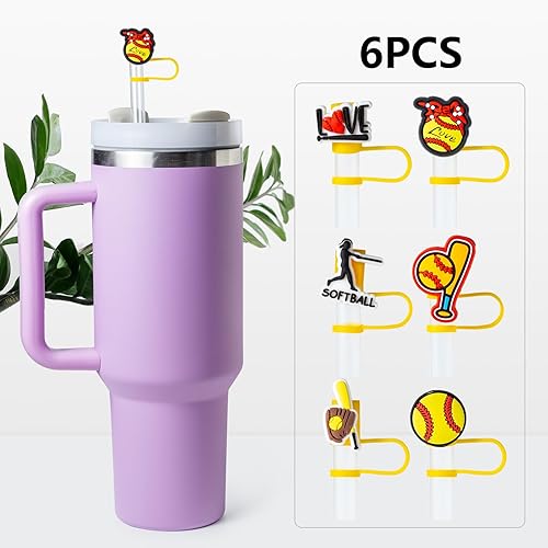 Miniatura 4 de 6 tapas de paja de baloncesto para copa Stanley, 0.394 in, reutilizables, lindos accesorios para popotes para beber, protector portátil, tapones,