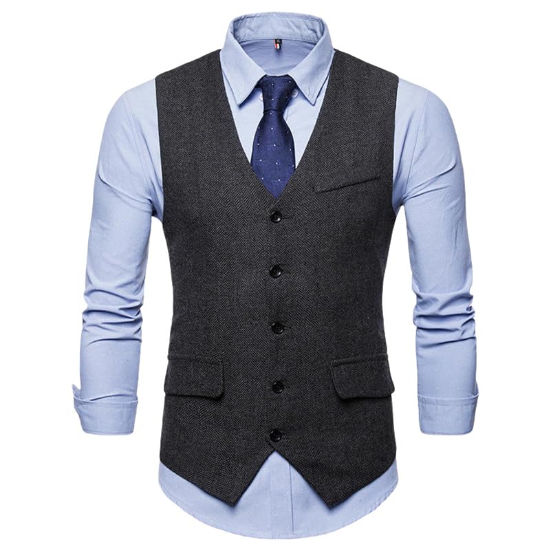 Gilet à boutonnage simple pour homme au style rétro et décontracté