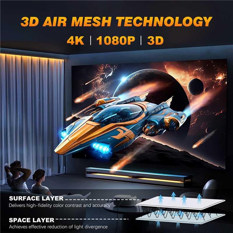Aerixtron 3D Air Mesh Projector Screen 16.4ft, 4K 16:9 Portable Projector Movies Screen, Professional Golf Simulator Impact Screens for Home Theater Outdoor Indoor, Camping, Backyard, Golf Training - image 2