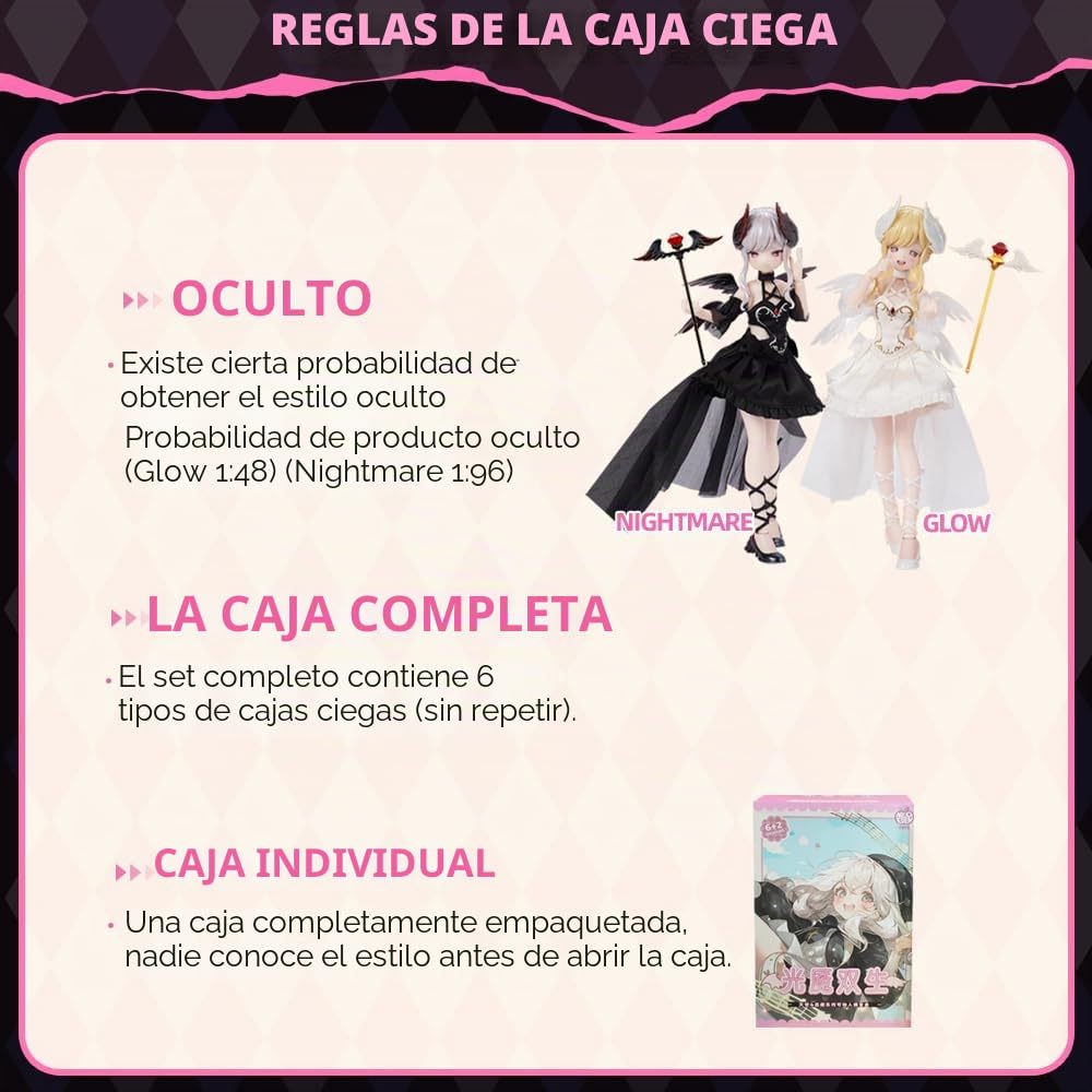 Serie Light Nightmare Twins Mini Muñecas BJD 1/6 de 22 cm, (Single Box) | Lindas Figuras de Acción Coleccionables, Regalo de Cumpleaños