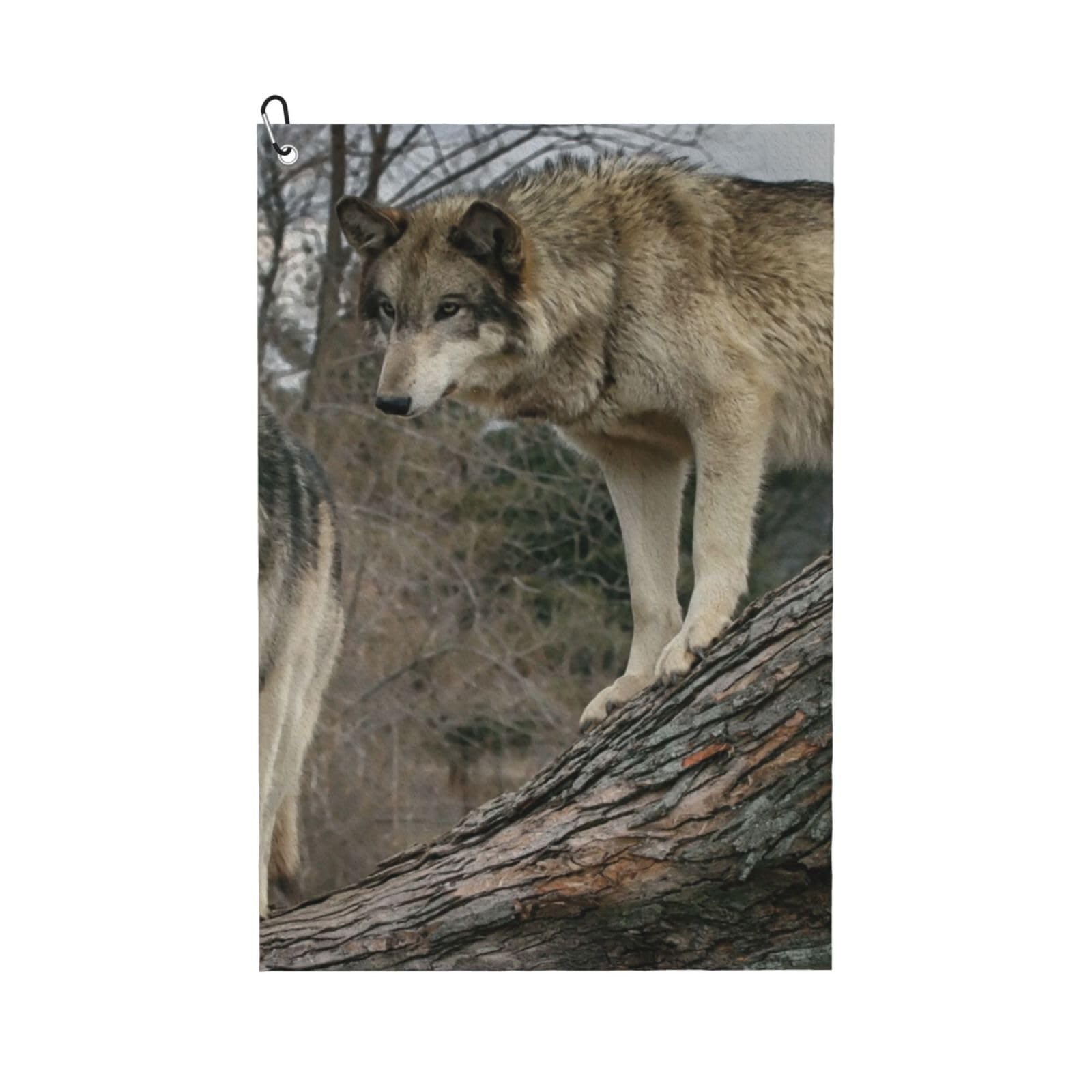 Hnnkloy Wolf Printed, 16x24 in Portable Waffle Golf Towels with Carabiner Clip for Golf Bag