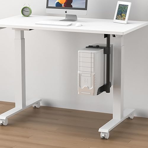 Miniatura 2 de Soporte ergonómico para CPU debajo del escritorio, soporta hasta 66 libras, se adapta a la mayoría de torres de computadora, soporte giratorio de