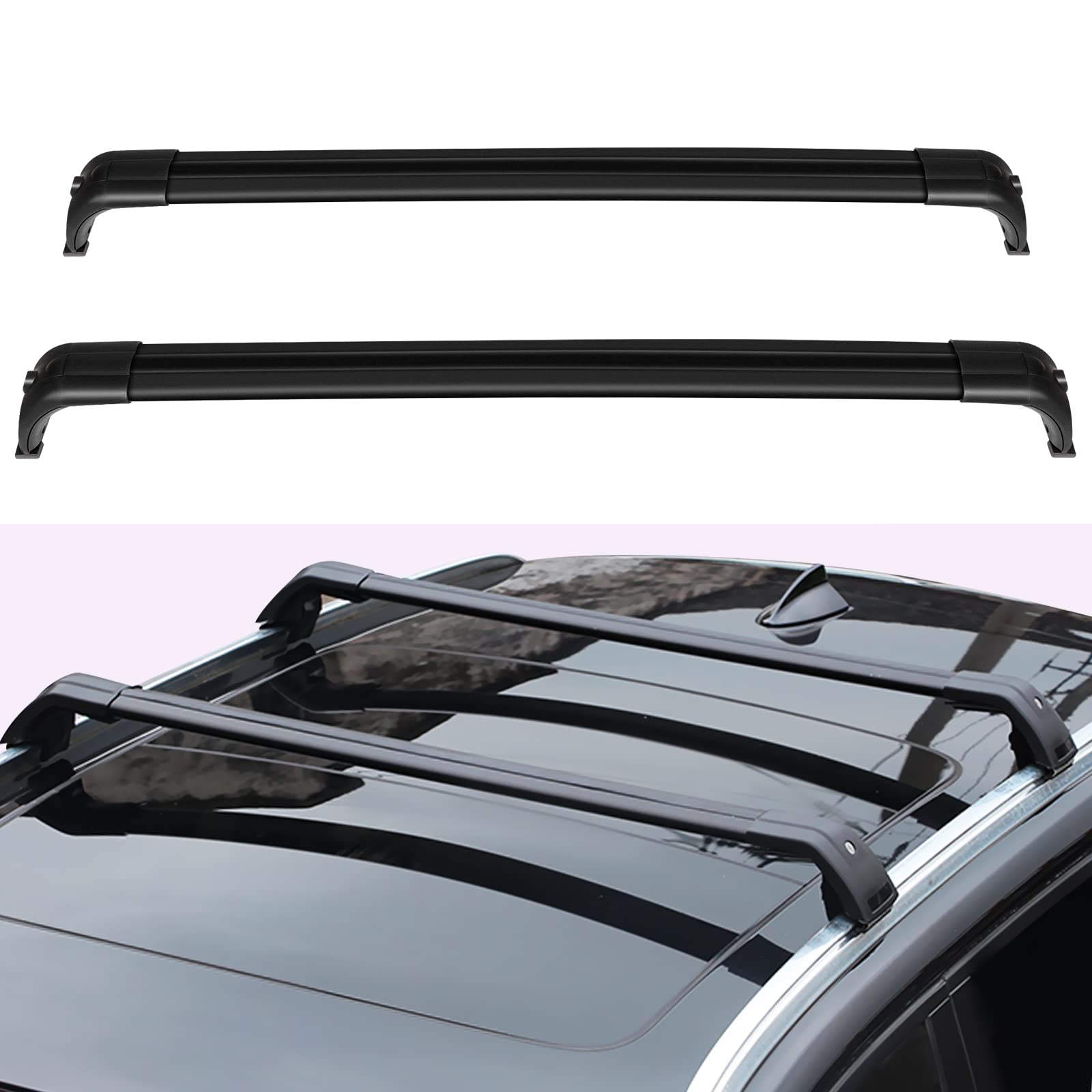 Photo 1 of 2PCS Black Roof Rack Crossbars Replacement for Land Rover for LR4 2010-2016 for Land Rover for LR3 2005-2009 (Fits Side Rails Models ONLY) AZHZ Aluminum Alloy Roof Rack Crossbars