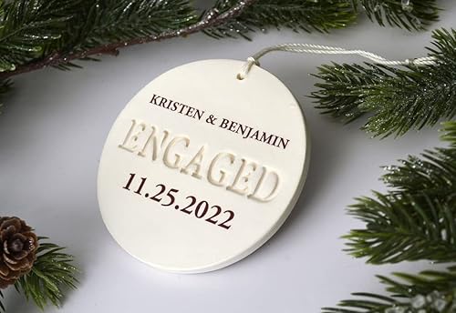 Miniatura 7 de Engagement Ornament - Personalized With Names and Date - Engagement Gift or Christmas Gift, Custom Christmas Engaged Ornament