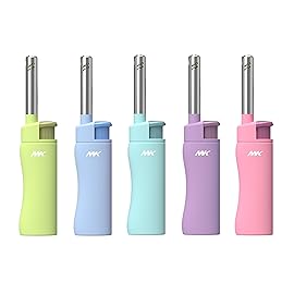 MK Candle Lighter, Butane Refillable Wind-Resistant Flame, 5-Pack for BBQ, Camping, Outdoor Use (Harmony-5PC)