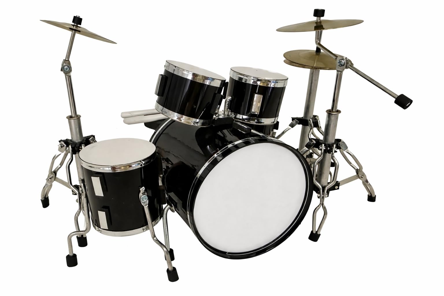 ROCKSTAR - Miniatura Batería Acústica Negra BMD020 con Bombo Removible – Réplica Profesional a Escala 20 cm – Set Completo con Platos, Soportes y Asiento – Artículo de Coleccionista Hecho a Mano