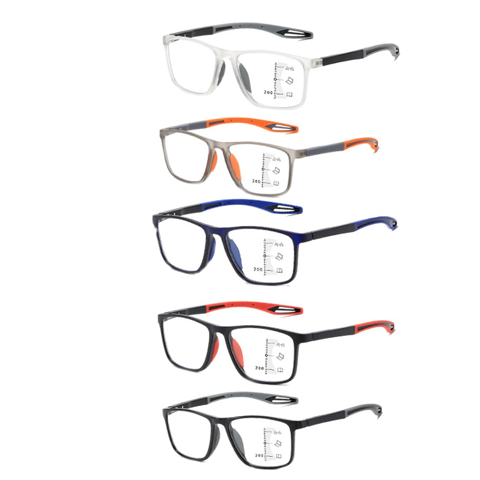 Generisch 5er-Packung TR90 Gafas de Lectura Ultraligeras Hombres Y Mujeres anteojos de lectura multifocales Anti luz Azul/UV
