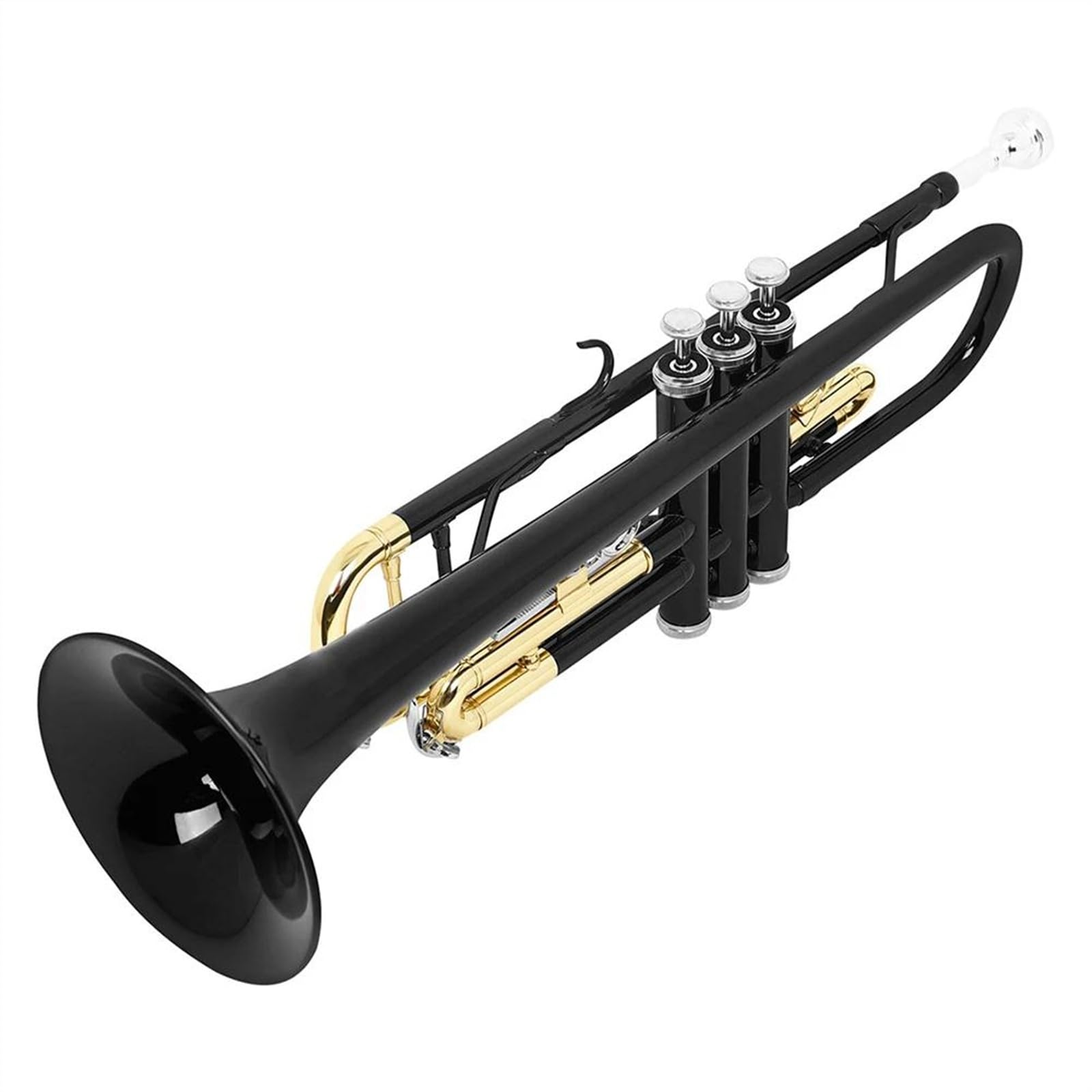 początkujących trąbka Zestaw Trąbek Bb Standard Rękawiczki Trąbki Malowane Na Złoto Instrument Dla Początkujących Uczniów(Black)